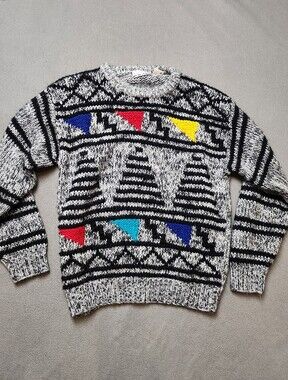 Vintage Club International Men's Geometric Knit Sweater Eclectic Grandpa Artsy